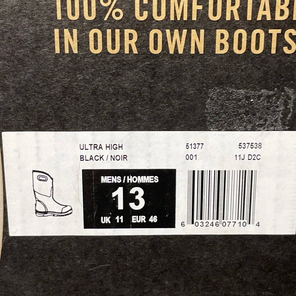 BOGS Mens Classic Ultra High Insulated Waterproof Size 13‎ Boots Black New